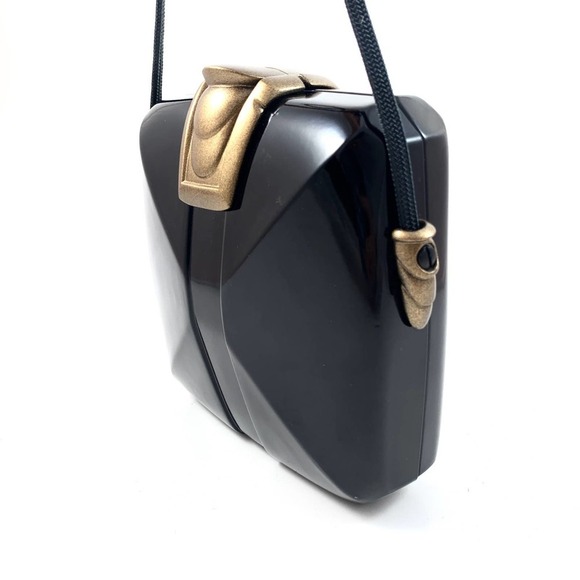 1980's signed MARC LEVINE lacquered black box bag - Picture 8 of 10